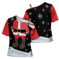 Polynesian Santa Claus Costume Funny Cross Shoulder Shirt LT03 - Polynesian Pride