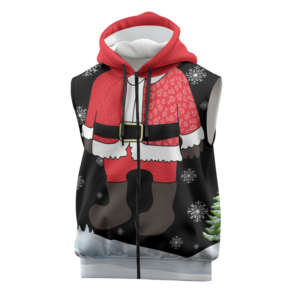 Polynesian Santa Claus Costume Funny Sleeveless Zip Hoodie LT03 Multicolor - Polynesian Pride