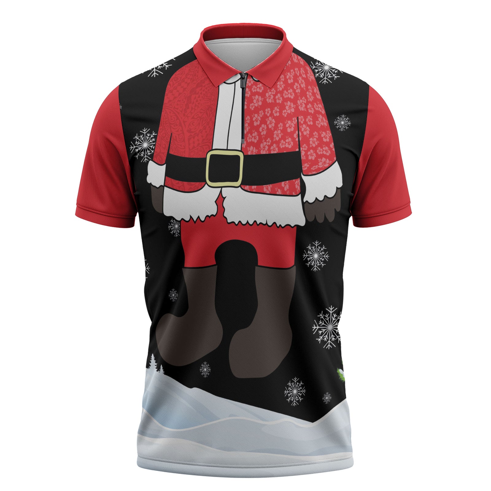 Polynesian Santa Claus Costume Funny Zipper Polo Shirt LT03 Multicolor - Polynesian Pride