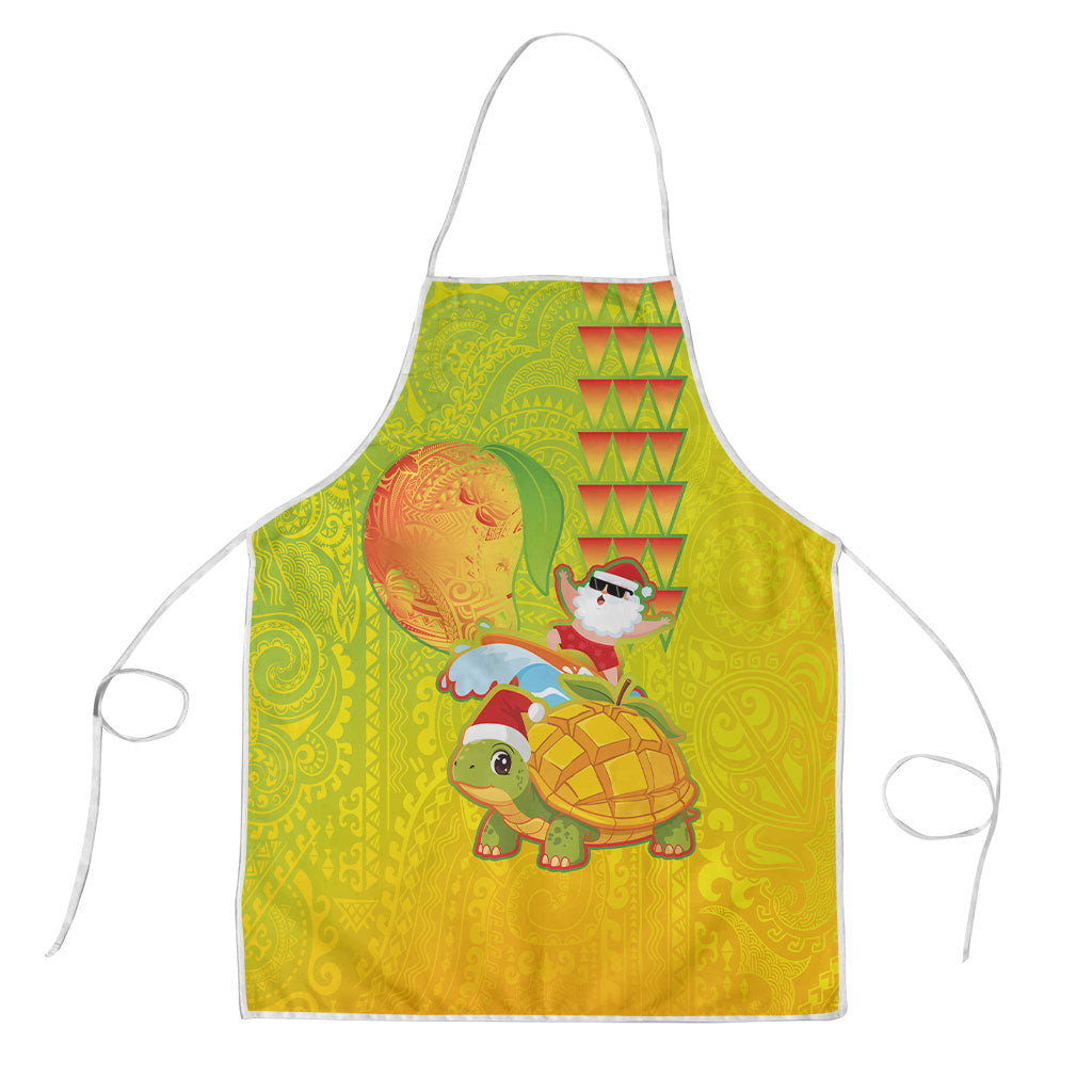Hawaiian Mango Mele Kalikimaka Apron Santa Claus Surfing with Turtle Mango Christmas LT03 Multicolor - Polynesian Pride
