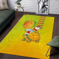 Hawaiian Mango Mele Kalikimaka Area Rug Santa Claus Surfing with Turtle Mango Christmas LT03 Multicolor - Polynesian Pride