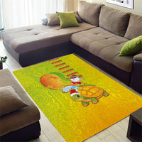Hawaiian Mango Mele Kalikimaka Area Rug Santa Claus Surfing with Turtle Mango Christmas LT03 - Polynesian Pride