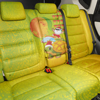 Hawaiian Mango Mele Kalikimaka Back Car Seat Cover Santa Claus Surfing with Turtle Mango Christmas LT03 - Polynesian Pride