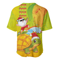 Hawaiian Mango Mele Kalikimaka Baseball Jersey Santa Claus Surfing with Turtle Mango Christmas LT03 - Polynesian Pride