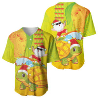 Hawaiian Mango Mele Kalikimaka Baseball Jersey Santa Claus Surfing with Turtle Mango Christmas LT03 - Polynesian Pride