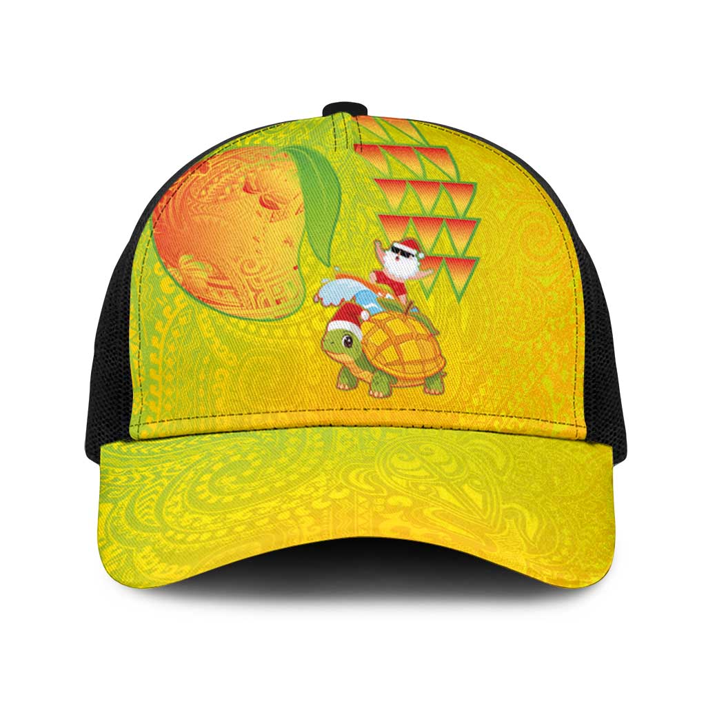 Hawaiian Mango Mele Kalikimaka Baseball Net Cap Santa Claus Surfing with Mango Christmas Turtle LT03 One Size Black Multicolor - Polynesian Pride