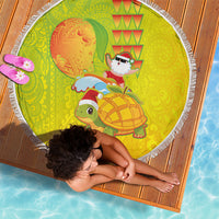 Hawaiian Mango Mele Kalikimaka Beach Blanket Santa Claus Surfing with Turtle Mango Christmas LT03 - Polynesian Pride