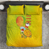 Hawaiian Mango Mele Kalikimaka Bedding Set Santa Claus Surfing with Turtle Mango Christmas LT03 Multicolor - Polynesian Pride