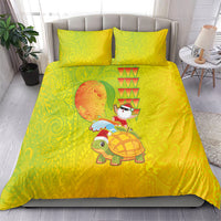 Hawaiian Mango Mele Kalikimaka Bedding Set Santa Claus Surfing with Turtle Mango Christmas LT03 - Polynesian Pride