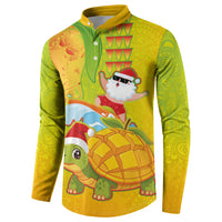 Hawaiian Mango Mele Kalikimaka Button Sweatshirt Santa Claus Surfing with Turtle Mango Christmas LT03 - Polynesian Pride