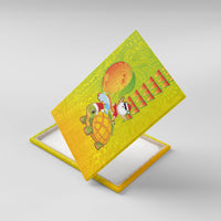 Hawaiian Mango Mele Kalikimaka Canvas Wall Art Santa Claus Surfing with Turtle Mango Christmas LT03 With Frame Multicolor - Polynesian Pride