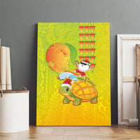 Hawaiian Mango Mele Kalikimaka Canvas Wall Art Santa Claus Surfing with Turtle Mango Christmas LT03 - Polynesian Pride