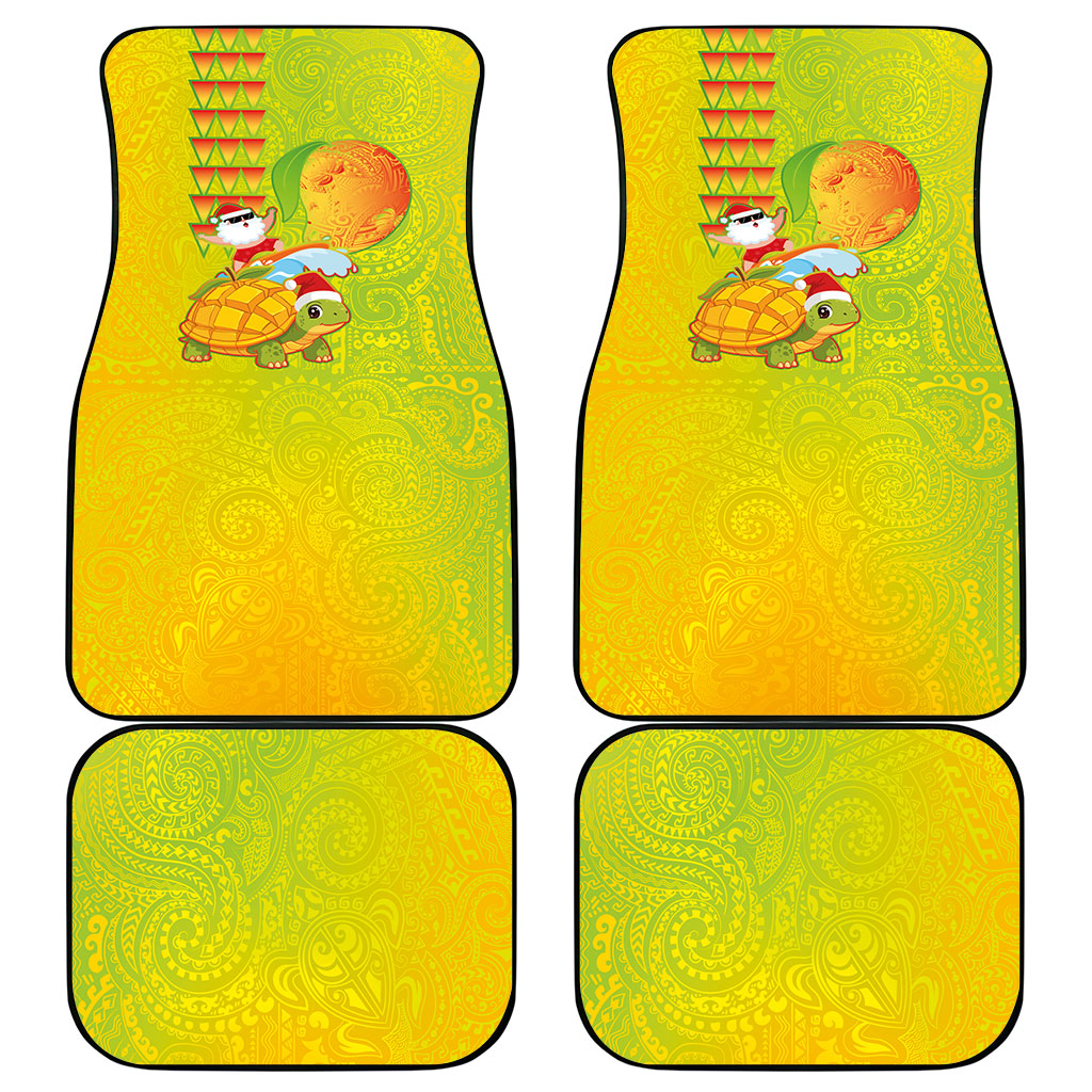 Hawaiian Mango Mele Kalikimaka Car Mats Santa Claus Surfing with Turtle Mango Christmas LT03 - Polynesian Pride