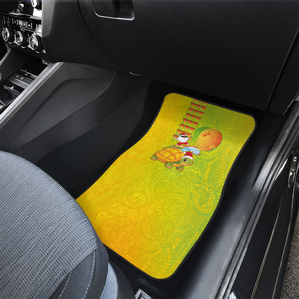 Hawaiian Mango Mele Kalikimaka Car Mats Santa Claus Surfing with Turtle Mango Christmas LT03 - Polynesian Pride