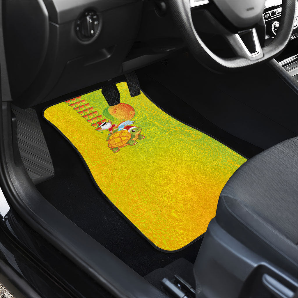 Hawaiian Mango Mele Kalikimaka Car Mats Santa Claus Surfing with Turtle Mango Christmas LT03 - Polynesian Pride