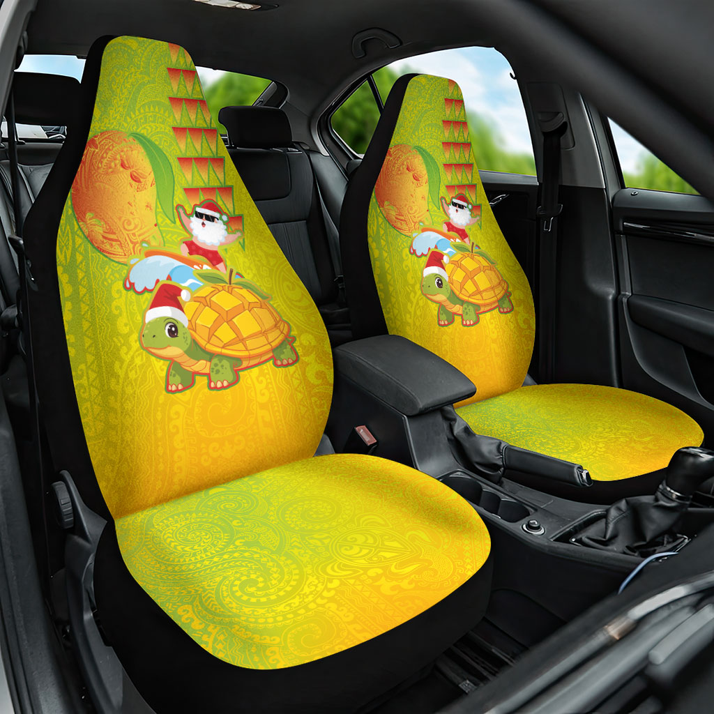 Hawaiian Mango Mele Kalikimaka Car Seat Cover Santa Claus Surfing with Turtle Mango Christmas LT03 One Size Multicolor - Polynesian Pride