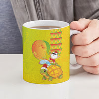 Hawaiian Mango Mele Kalikimaka Ceramic Mug Santa Claus Surfing with Turtle Mango Christmas LT03 - Polynesian Pride