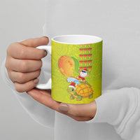Hawaiian Mango Mele Kalikimaka Ceramic Mug Santa Claus Surfing with Turtle Mango Christmas LT03 - Polynesian Pride