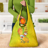 Hawaiian Mango Mele Kalikimaka Grocery Bag Santa Claus Surfing with Turtle Mango Christmas LT03 - Polynesian Pride