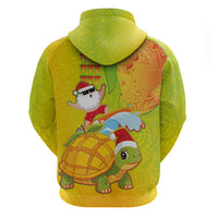 Hawaiian Mango Mele Kalikimaka Hoodie Santa Claus Surfing with Turtle Mango Christmas LT03 - Polynesian Pride