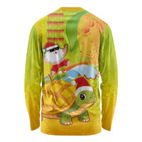 Hawaiian Mango Mele Kalikimaka Long Sleeve Shirt Santa Claus Surfing with Turtle Mango Christmas LT03 - Polynesian Pride