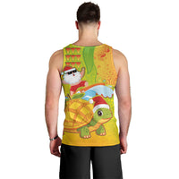 Hawaiian Mango Mele Kalikimaka Men Tank Top Santa Claus Surfing with Turtle Mango Christmas LT03 - Polynesian Pride