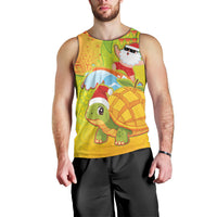 Hawaiian Mango Mele Kalikimaka Men Tank Top Santa Claus Surfing with Turtle Mango Christmas LT03 - Polynesian Pride