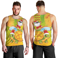 Hawaiian Mango Mele Kalikimaka Men Tank Top Santa Claus Surfing with Turtle Mango Christmas LT03 - Polynesian Pride