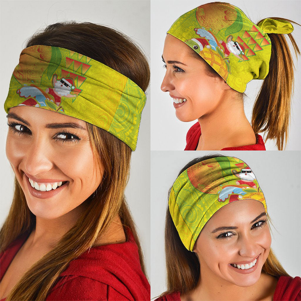 Hawaiian Mango Mele Kalikimaka Neck Gaiter Santa Claus Surfing with Turtle Mango Christmas LT03 - Polynesian Pride