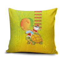 Hawaiian Mango Mele Kalikimaka Pillow Cover Santa Claus Surfing with Turtle Mango Christmas LT03 Multicolor - Polynesian Pride
