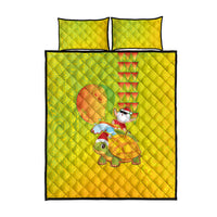 Hawaiian Mango Mele Kalikimaka Quilt Bed Set Santa Claus Surfing with Turtle Mango Christmas LT03 - Polynesian Pride