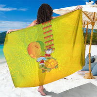 Hawaiian Mango Mele Kalikimaka Sarong Santa Claus Surfing with Turtle Mango Christmas LT03 One Size 44 x 66 inches Multicolor - Polynesian Pride