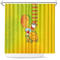Hawaiian Mango Mele Kalikimaka Shower Curtain Santa Claus Surfing with Turtle Mango Christmas LT03 Multicolor - Polynesian Pride