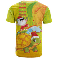 Hawaiian Mango Mele Kalikimaka T Shirt Santa Claus Surfing with Turtle Mango Christmas LT03 - Polynesian Pride