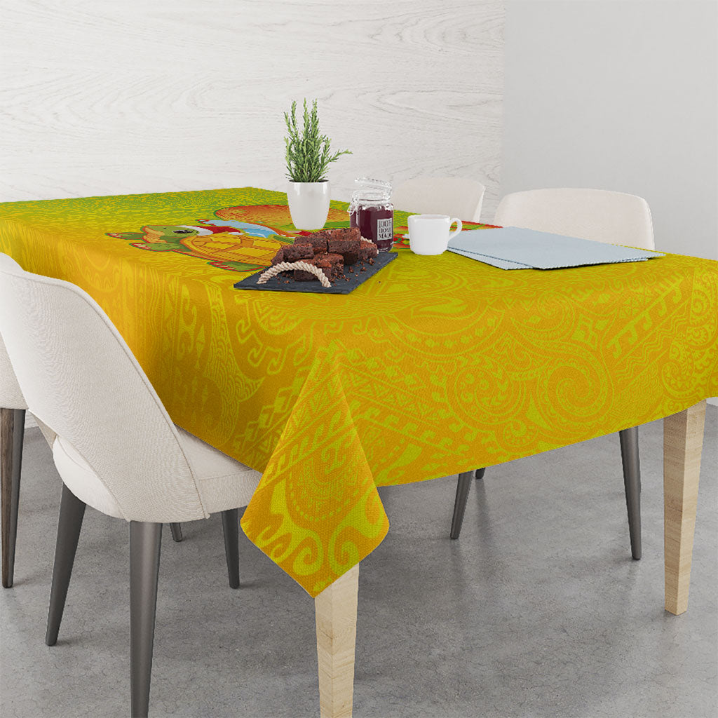 Hawaiian Mango Mele Kalikimaka Tablecloth Santa Claus Surfing with Turtle Mango Christmas LT03 - Polynesian Pride