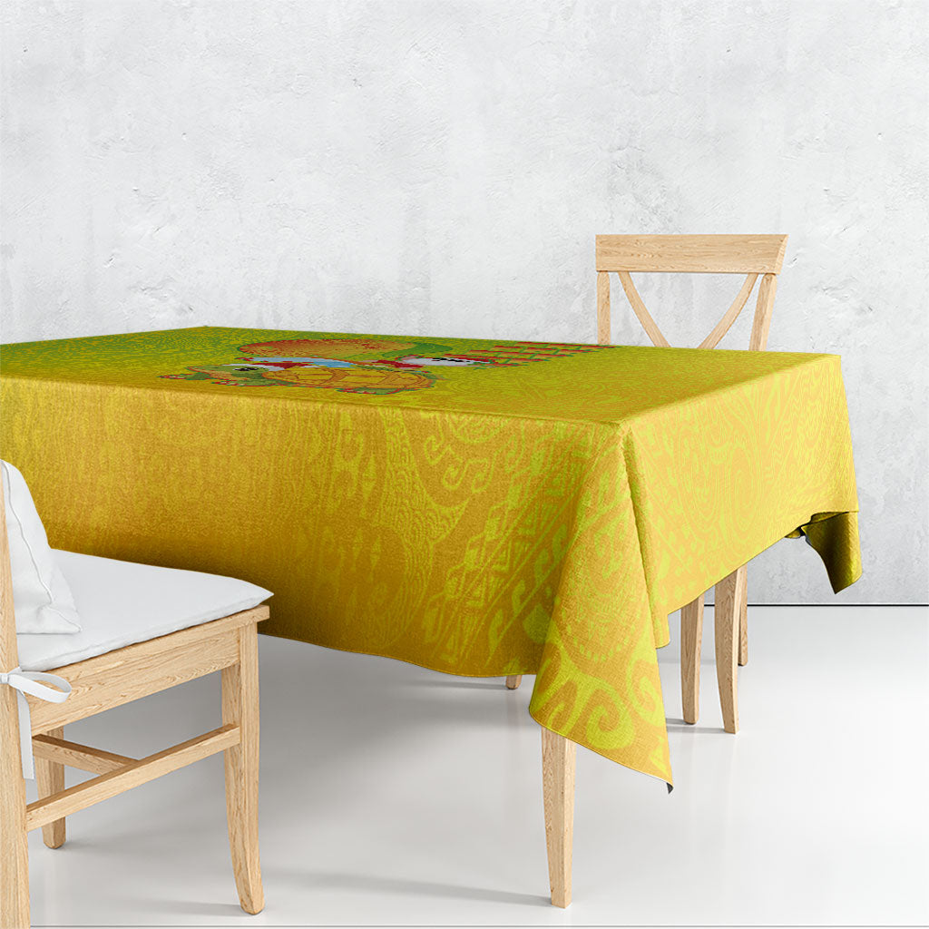 Hawaiian Mango Mele Kalikimaka Tablecloth Santa Claus Surfing with Turtle Mango Christmas LT03 - Polynesian Pride
