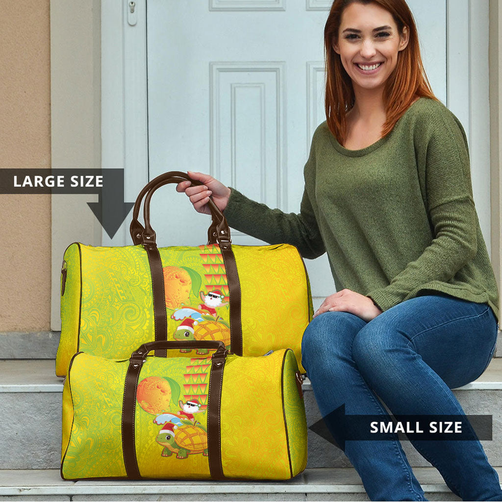 Hawaiian Mango Mele Kalikimaka Travel Bag Santa Claus Surfing with Turtle Mango Christmas LT03 - Polynesian Pride