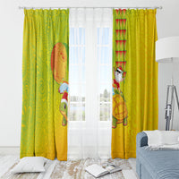 Hawaiian Mango Mele Kalikimaka Window Curtain Santa Claus Surfing with Turtle Mango Christmas LT03 - Polynesian Pride