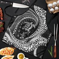 Hawaiian Turtle and Shark Apron Kakau Tribal with Polynesian Pattern Black Color LT03 Black - Polynesian Pride