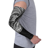 Hawaiian Turtle and Shark Arm Sleeves Kakau Tribal with Polynesian Pattern Black Color LT03 - Polynesian Pride