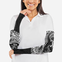 Hawaiian Turtle and Shark Arm Sleeves Kakau Tribal with Polynesian Pattern Black Color LT03 - Polynesian Pride
