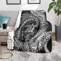 Hawaiian Turtle and Shark Blanket Kakau Tribal with Polynesian Pattern Black Color LT03 - Polynesian Pride