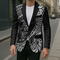 Hawaiian Turtle and Shark Blazer Kakau Tribal with Polynesian Pattern Black Color LT03 - Polynesian Pride