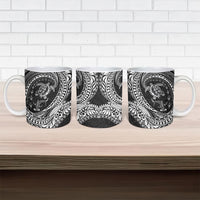 Hawaiian Turtle and Shark Ceramic Mug Kakau Tribal with Polynesian Pattern Black Color LT03 - Polynesian Pride