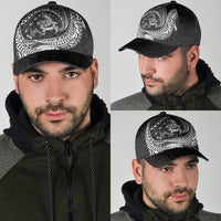 Hawaiian Turtle and Shark Classic Cap Kakau Tribal with Polynesian Pattern Black Color LT03 - Polynesian Pride