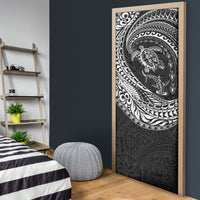Hawaiian Turtle and Shark Door Cover Kakau Tribal with Polynesian Pattern Black Color LT03 - Polynesian Pride