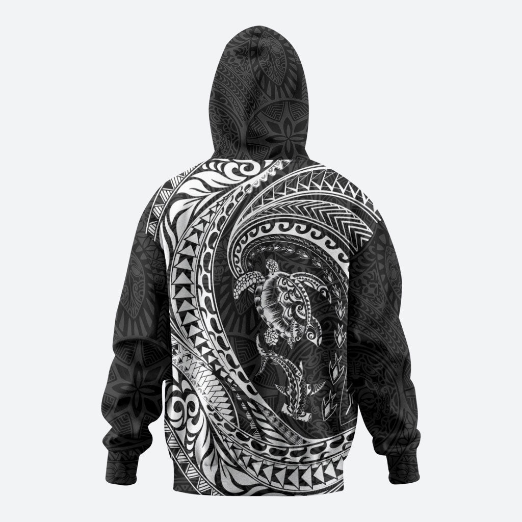 Hawaiian Turtle and Shark Hoodie Kakau Tribal with Polynesian Pattern Black Color LT03 - Polynesian Pride