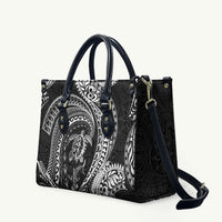 Hawaiian Turtle and Shark Leather Bag Kakau Tribal with Polynesian Pattern Black Color LT03 Black - Polynesian Pride