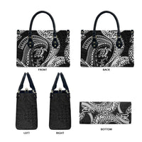 Hawaiian Turtle and Shark Leather Bag Kakau Tribal with Polynesian Pattern Black Color LT03 - Polynesian Pride