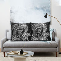 Hawaiian Turtle and Shark Pillow Cover Kakau Tribal with Polynesian Pattern Black Color LT03 - Polynesian Pride